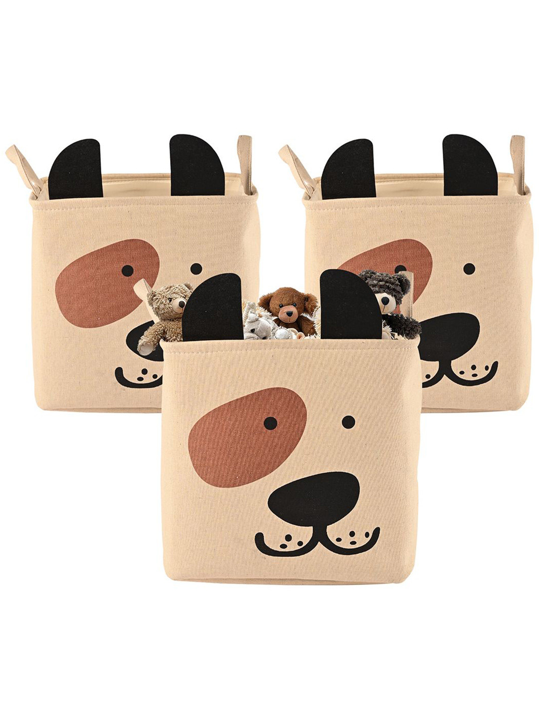 Kuber Industries Beige and Black 3 Pieces Versatile Multi-Utility Organisers