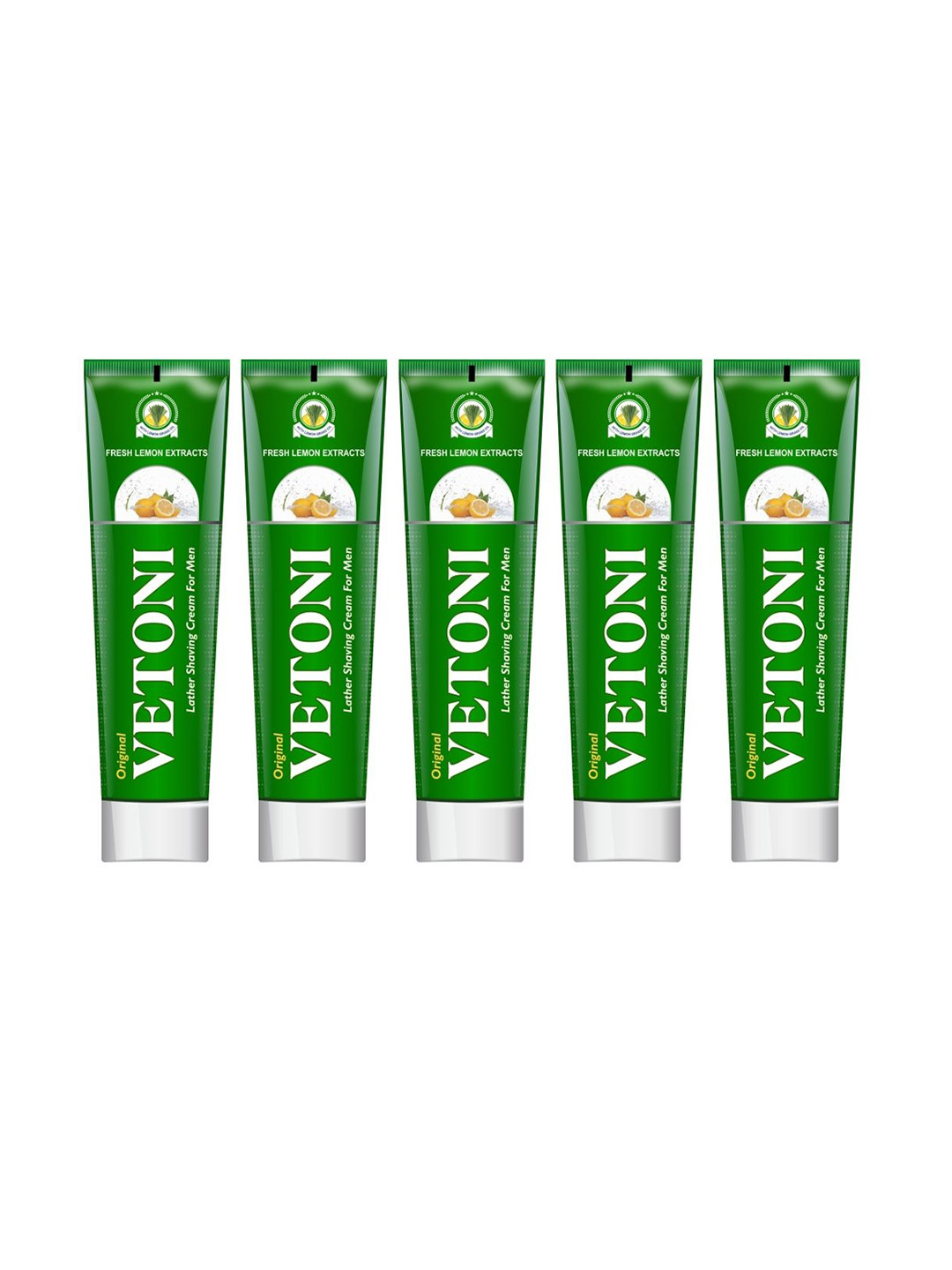 VETONI Men Set Of 5 Fresh Lemon Extract Lather Shaving Cream- 125 g Each