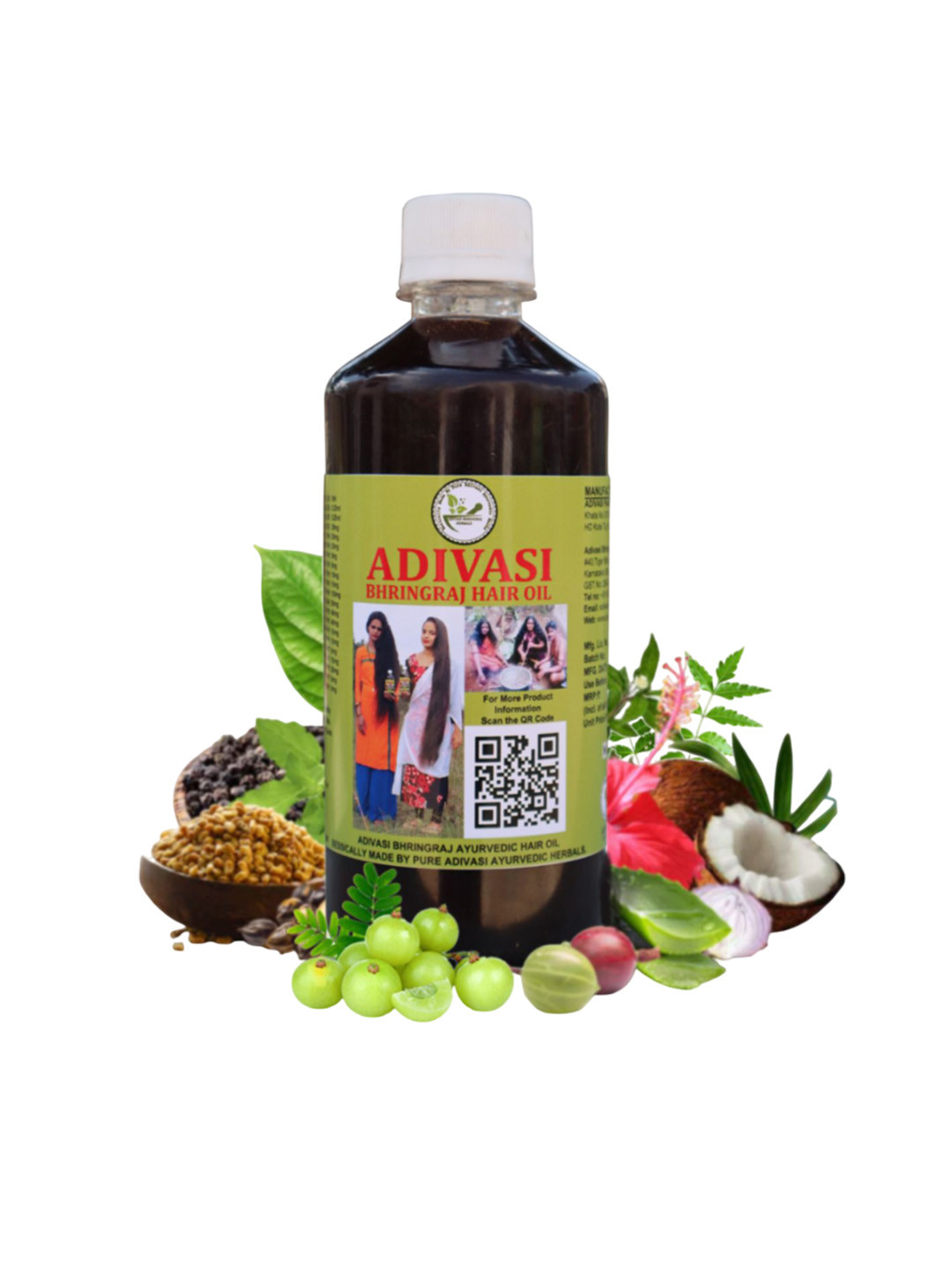 ADIVASI BHRINGRAJ HERBALS Hair Oil With Natural Herbs - 500 ml