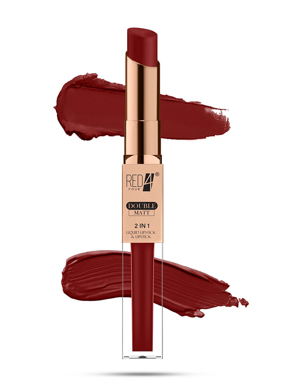 RED 4 Double Matt 2 In 1 Long Lasting Liquid Lipstick - 8 g - Shade - 130