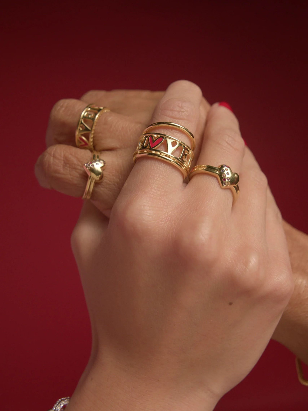 Nishani Love Band Gold-Plated Adjustable Finger Ring