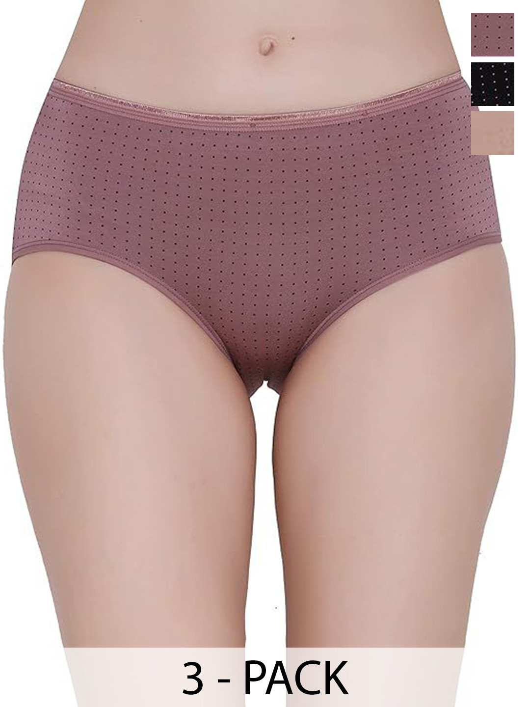 Fruvanta Women Pack Of 3 Printed Mid-Rise Flattering fit  Hipster Cotton Briefs