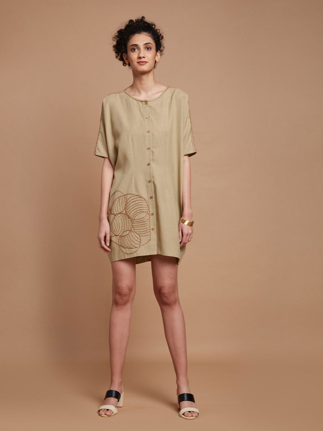 Chhaya Gandhi Design Studio Women Fit & Flare Above Knee Dress With Embroidered Details