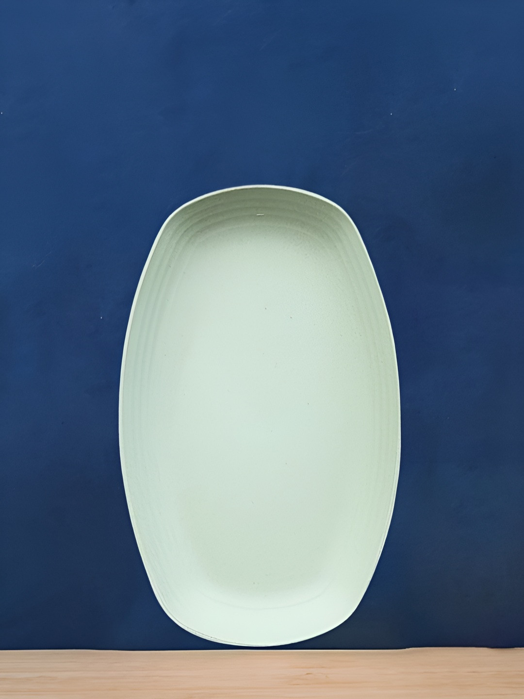 YELONA Sea Green Oval Shaped Bamboo Dishwasher and Microwave Safe Plate