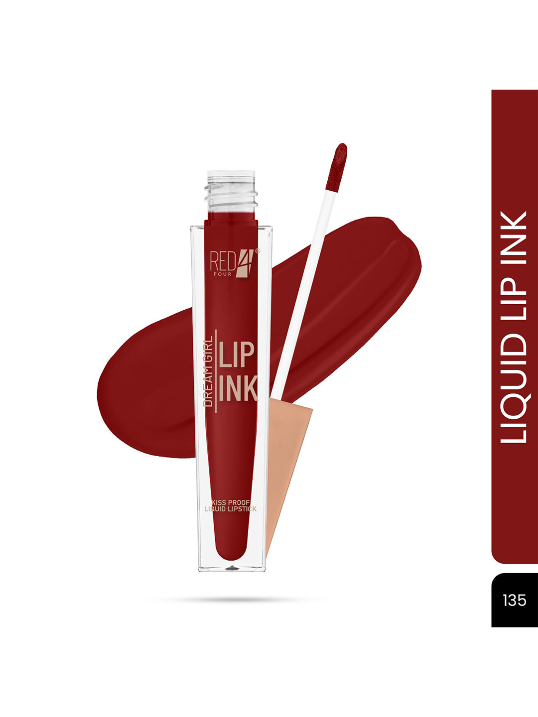 RED 4 Dream Girl Lip Ink Kiss Proof Liquid Lipstick - 6 ml - Shade Number - 135