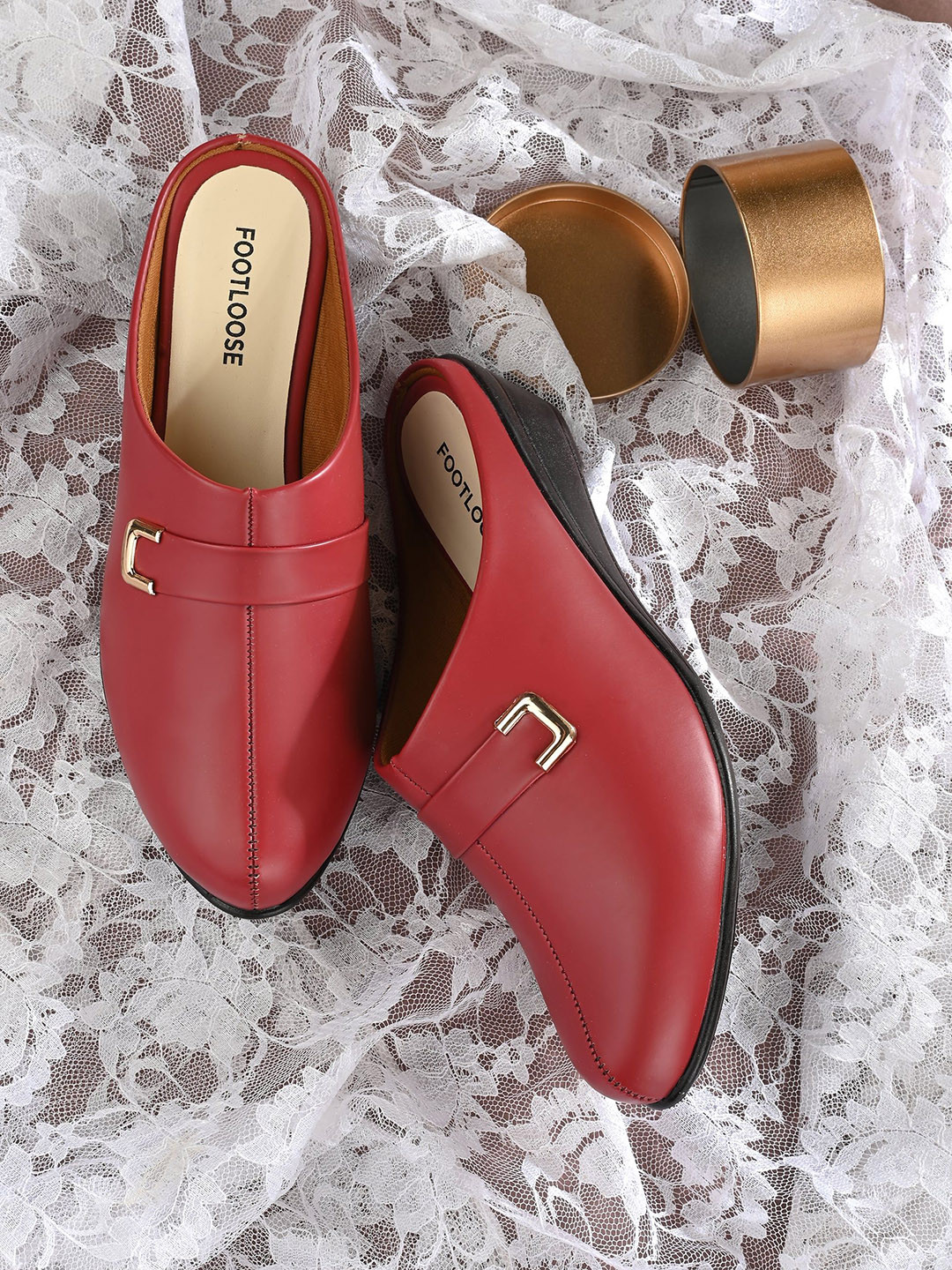 FOOTLOOSE Women Comfortable Slip on Backless Pointed Toe Casuals Mules