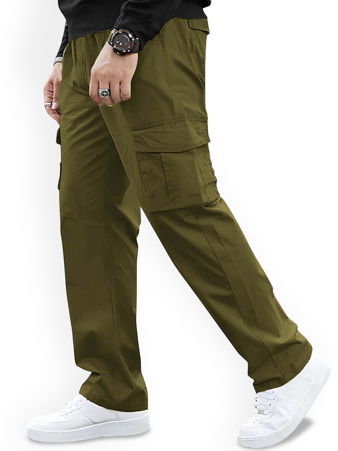 MULTIWA Men Relaxed High-Rise Cargos Trousers