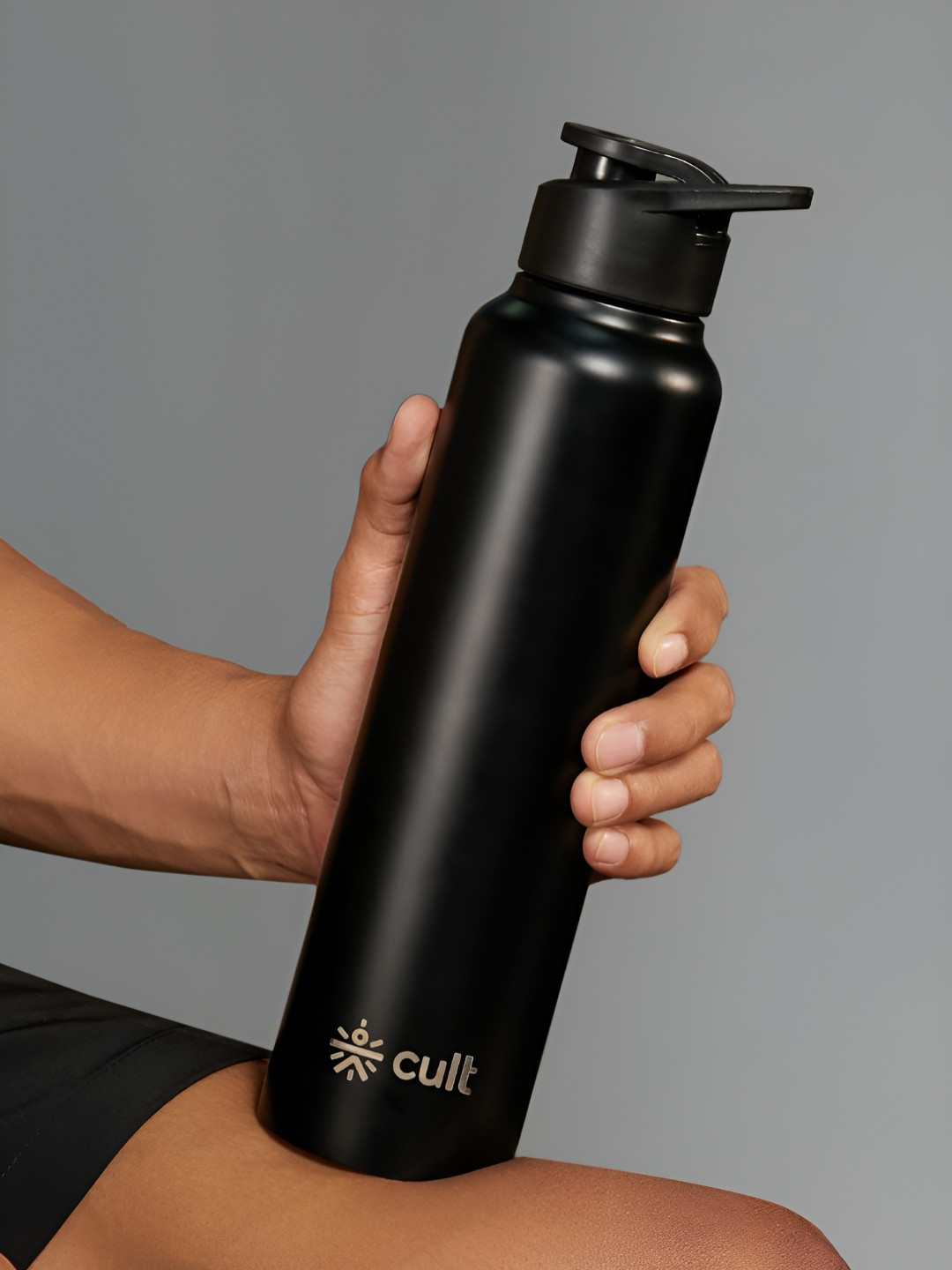 CULT Black Brand Logo Stainless Steel Light-weight Flask - 1L
