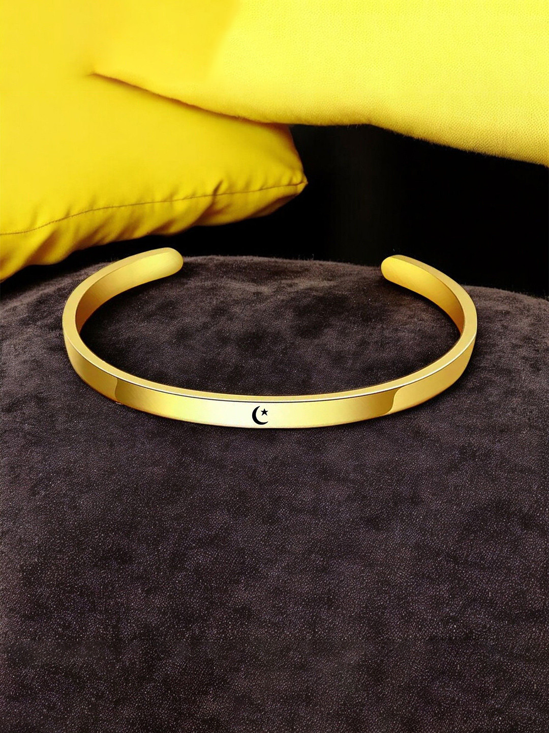 M Men Style Men Stainless Steel Gold-Plated Religious Allah Islam Muslim Kada Bracelet