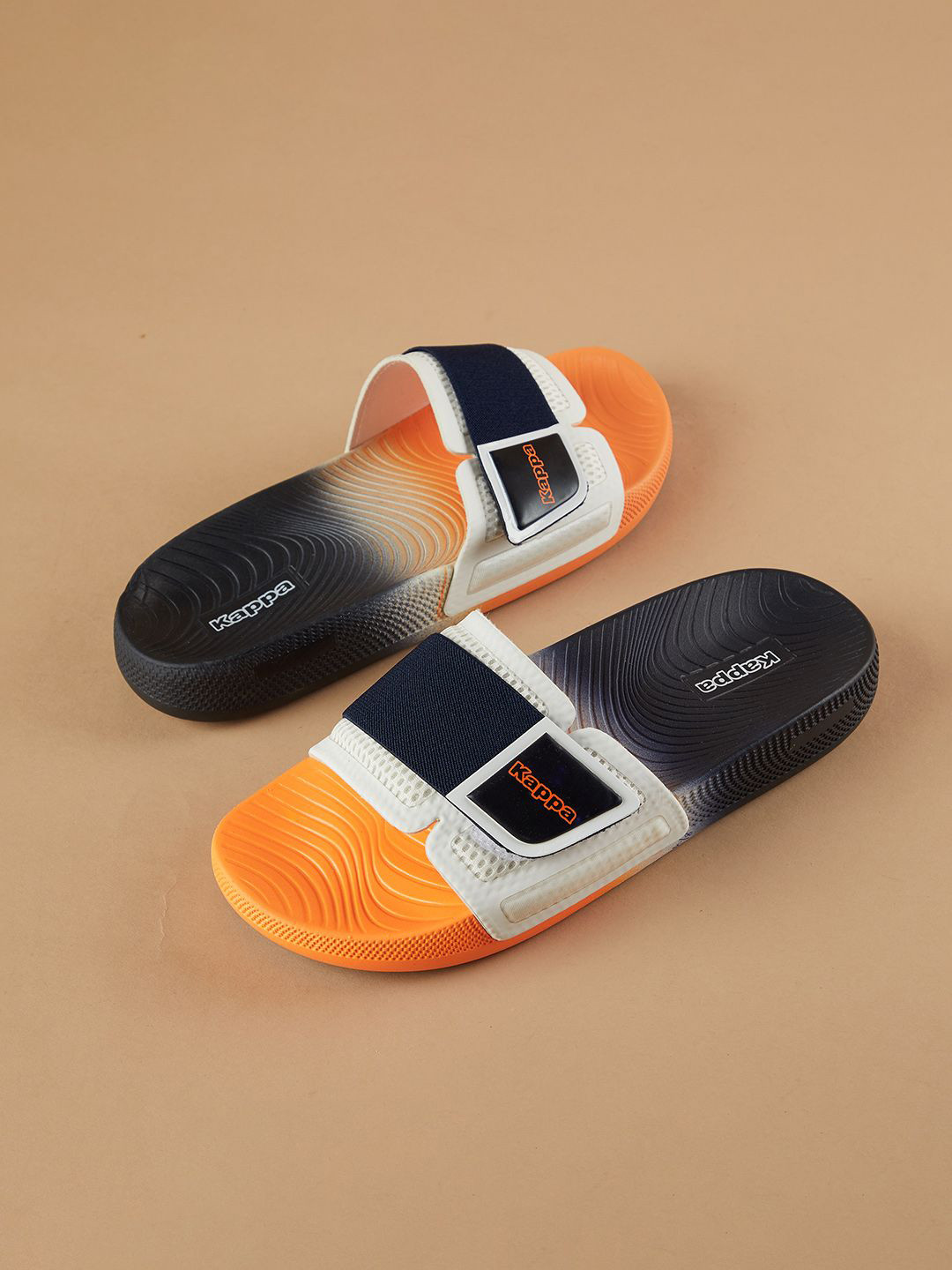 Kappa Men Navy Blue Colourblocked Synthetic Sliders