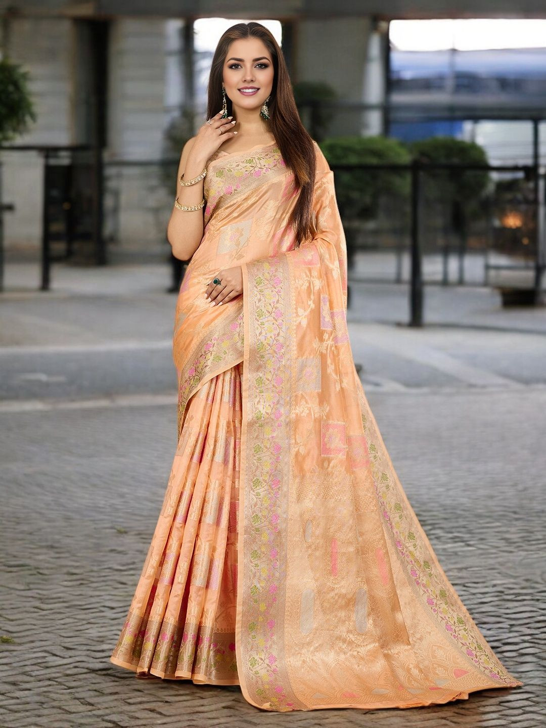 Mitera Woven Design Zari Organza Banarasi Saree