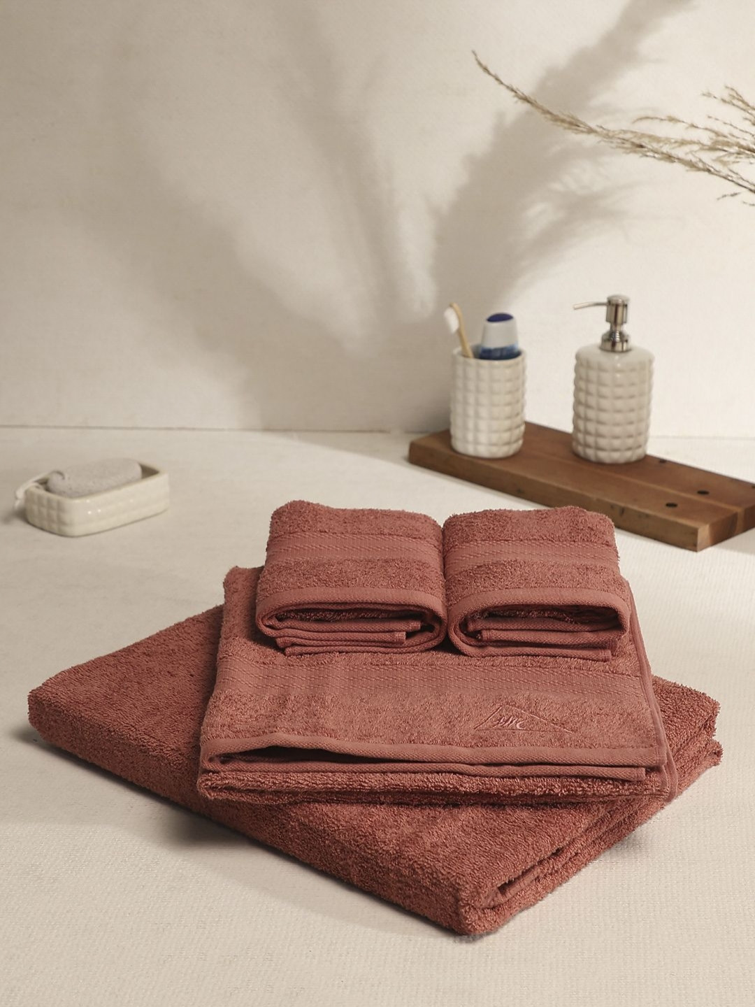 Monte Carlo Brown 4 Pieces Pure Cotton 380 GSM Bath Towels