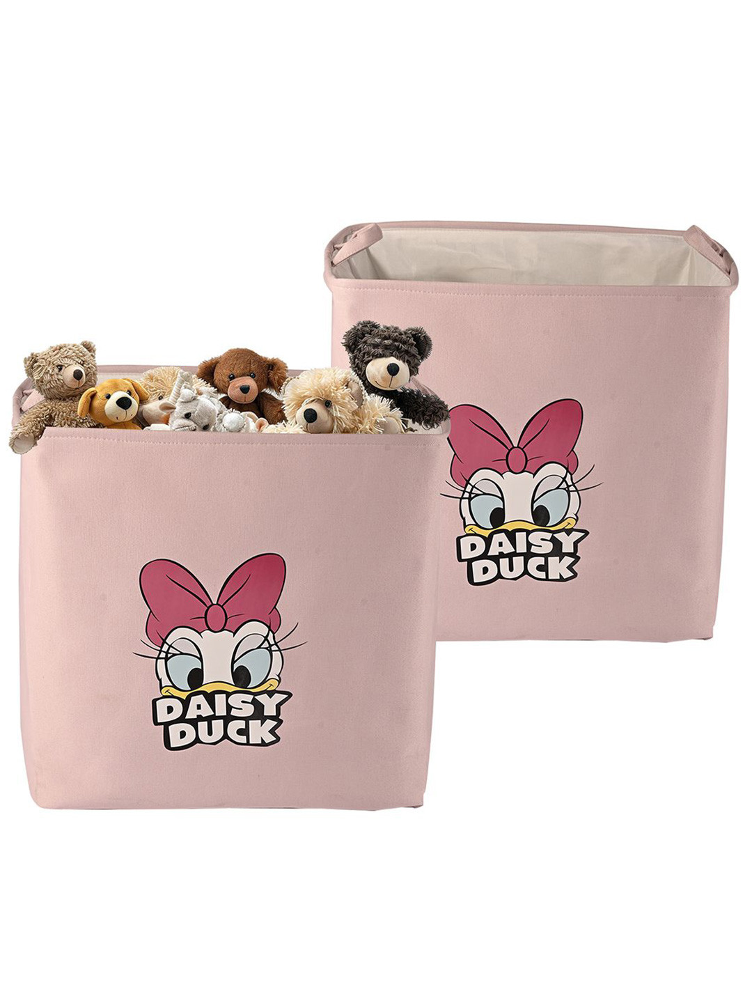Kuber Industries Pink & White 2 Pieces Printed Foldable 75 Ltr Storage Box Organisers