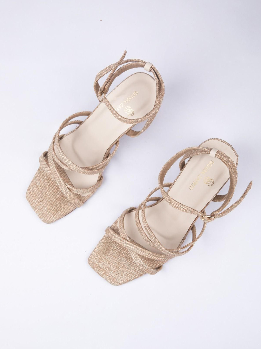 Schon Zapato Women Textured Block Jute Circular Heel with Buckle