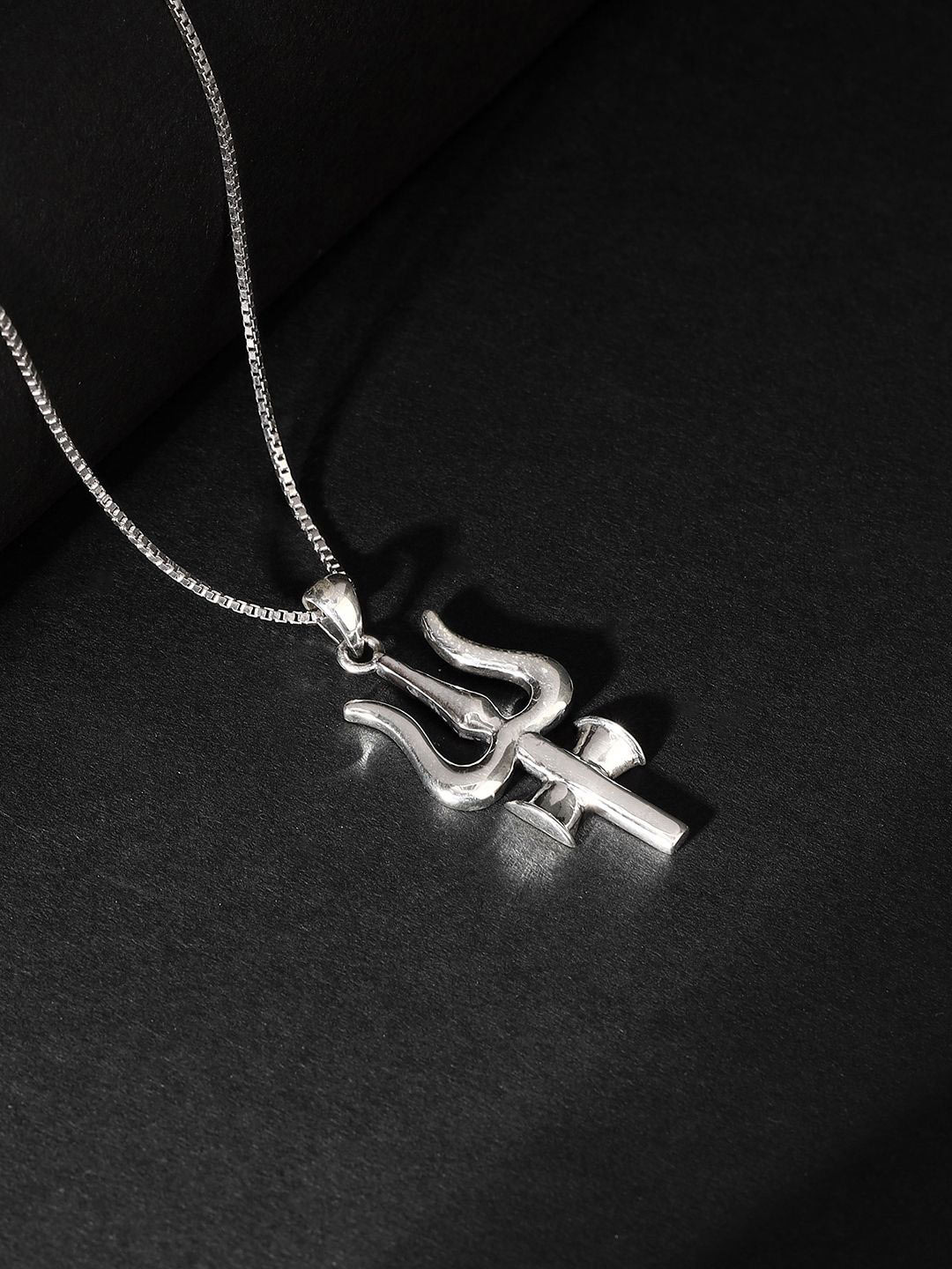 GIVA 925 Sterling Silver Rhodium-Plated Trident Pendants with Chains