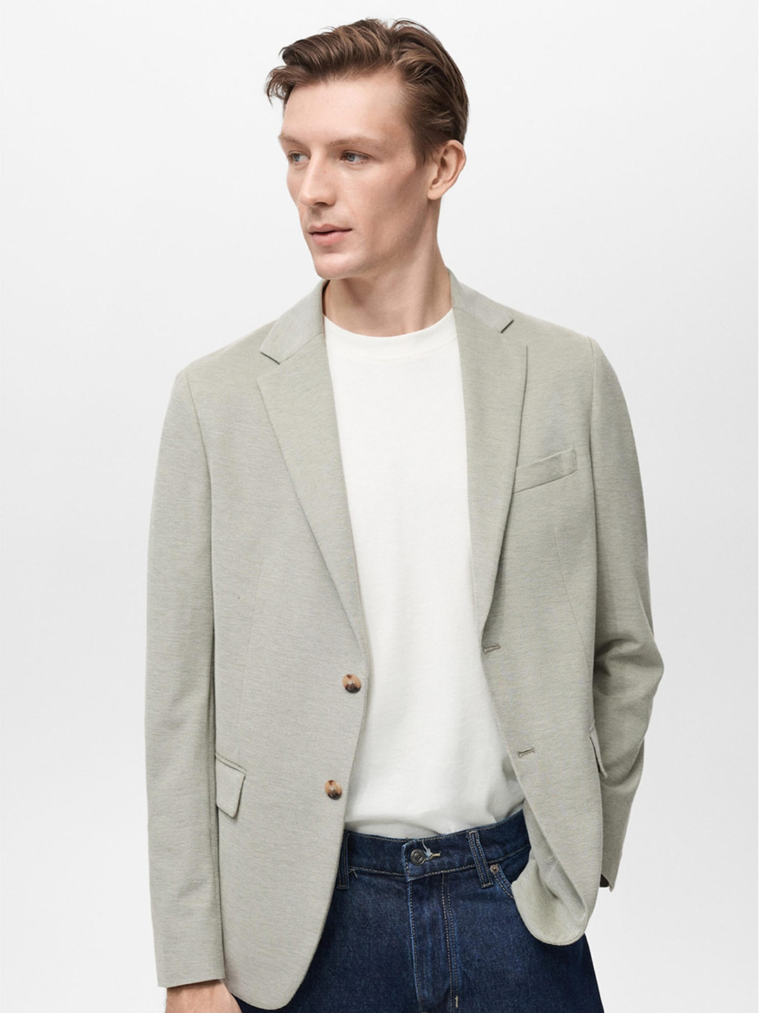MANGO MAN Slim Fit Jersey Single-Breasted Blazer