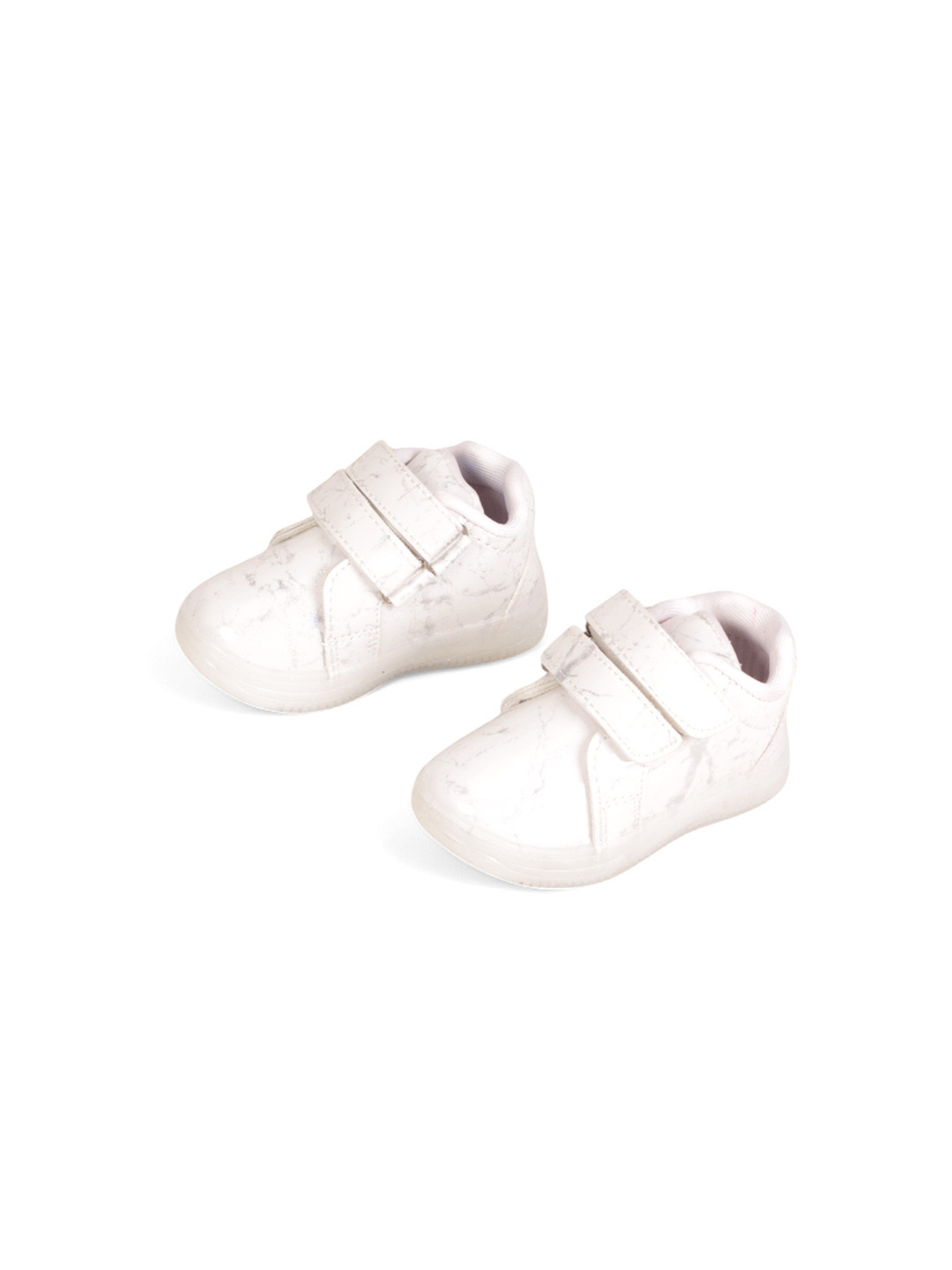 Lil Lollipop Kids White Printed Synthetic Velcro Sneakers