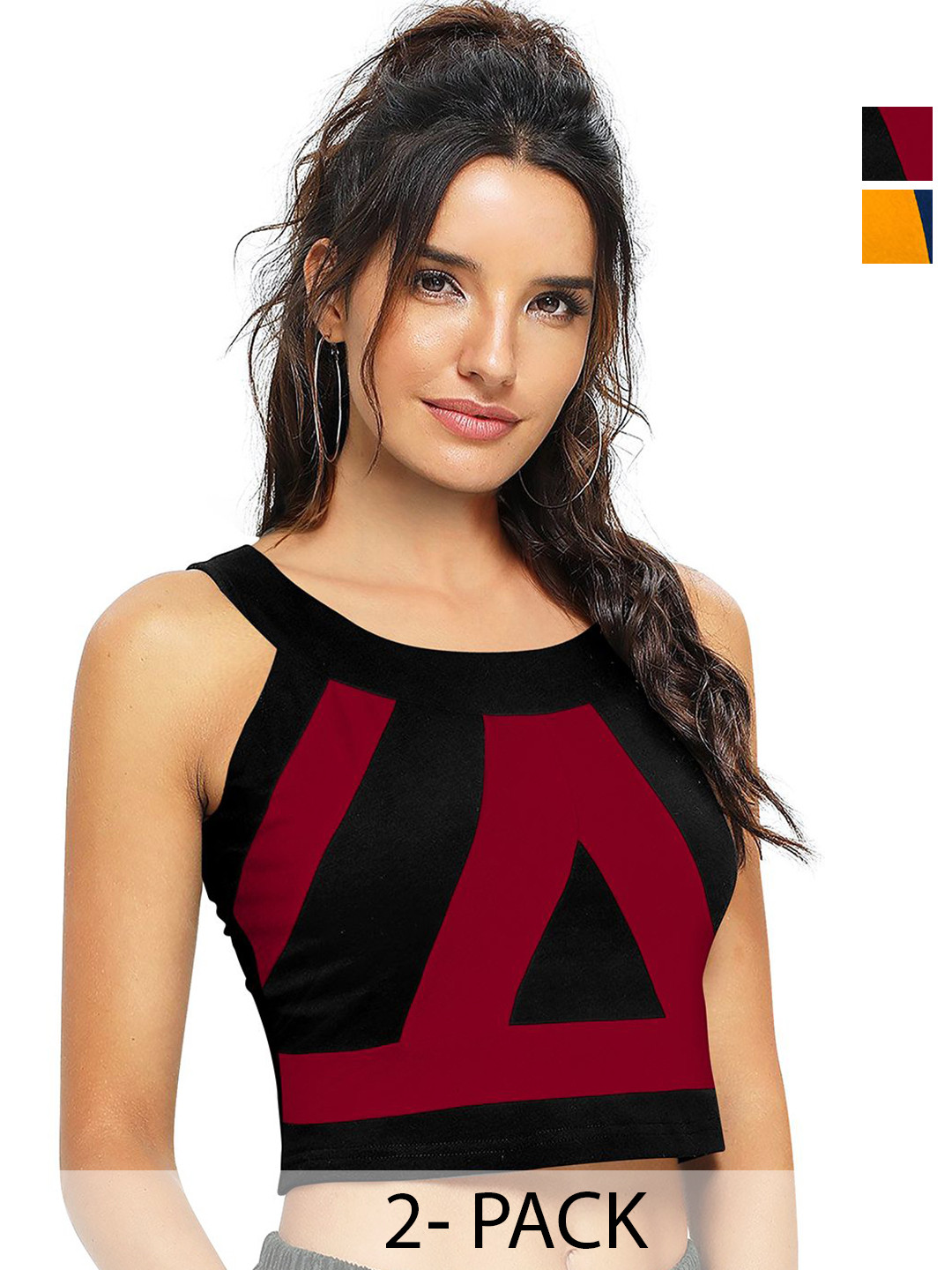 CORSICA Women Pack of 2 Colorblocked Boat Neck Tank Top