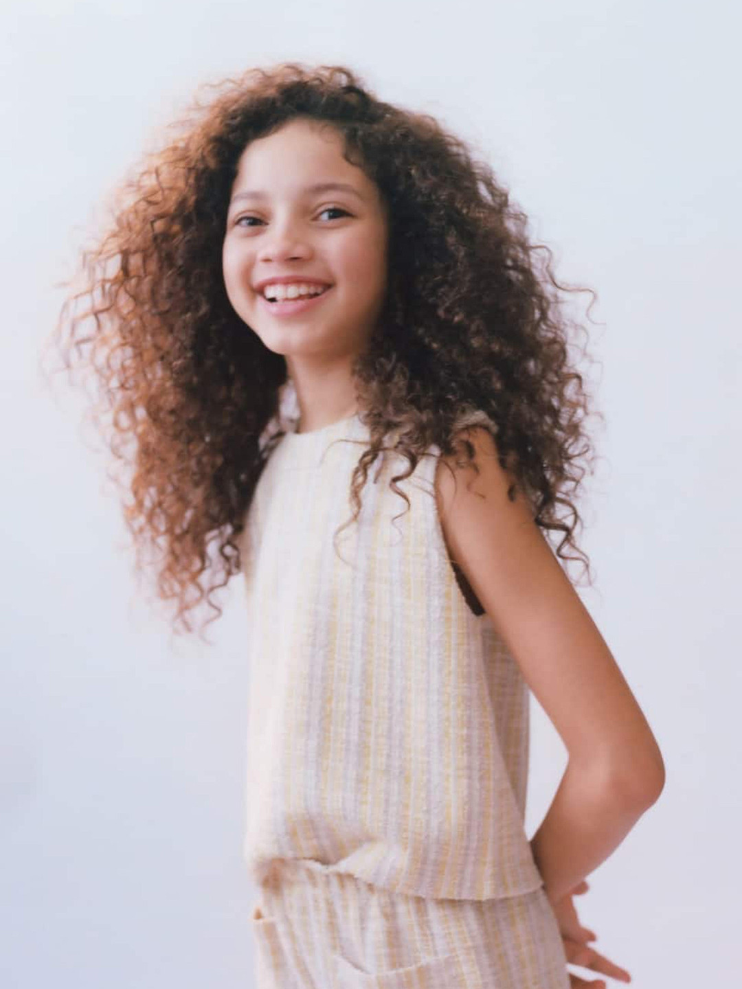 Mango Kids Girls Striped Textured Sleevless Top