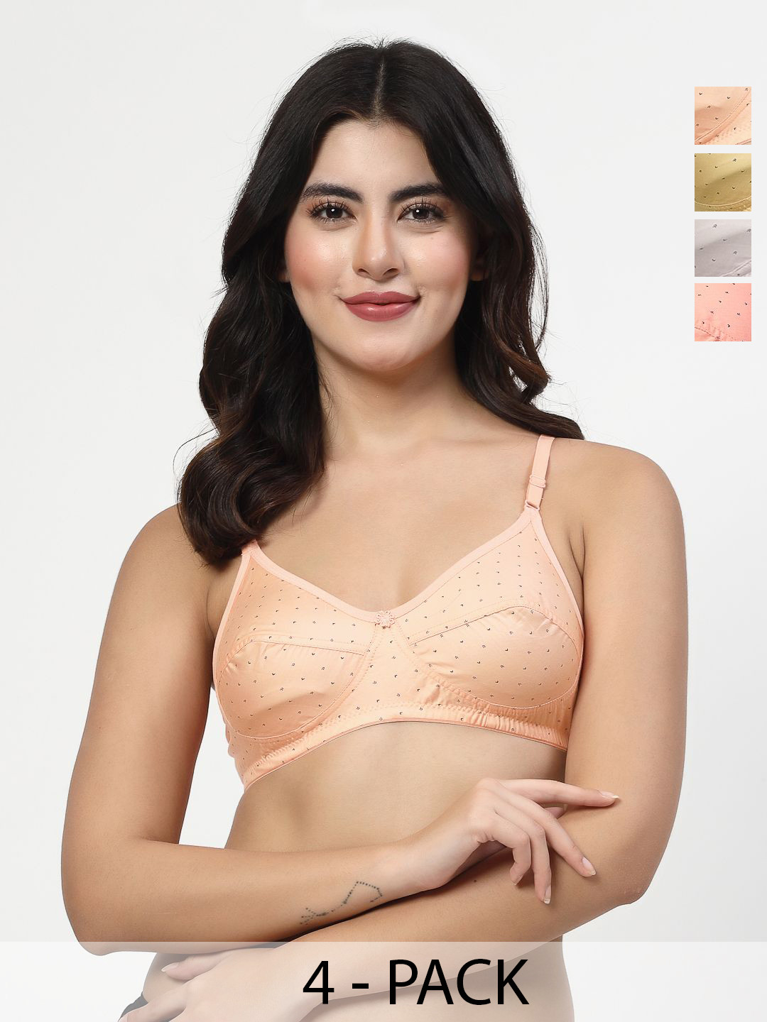 LILY egatniv Pack Of 4 Full Coverage Non Padded All Day Comfort Everyday Bra