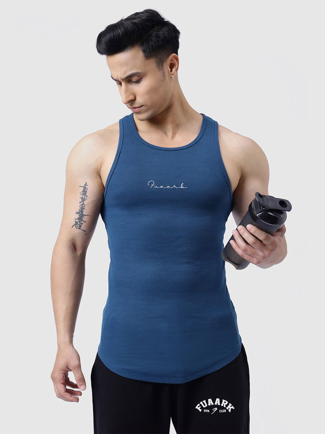 FUAARK Men Ribbed Slim Fit Gym Workout & Casual Vest Tank