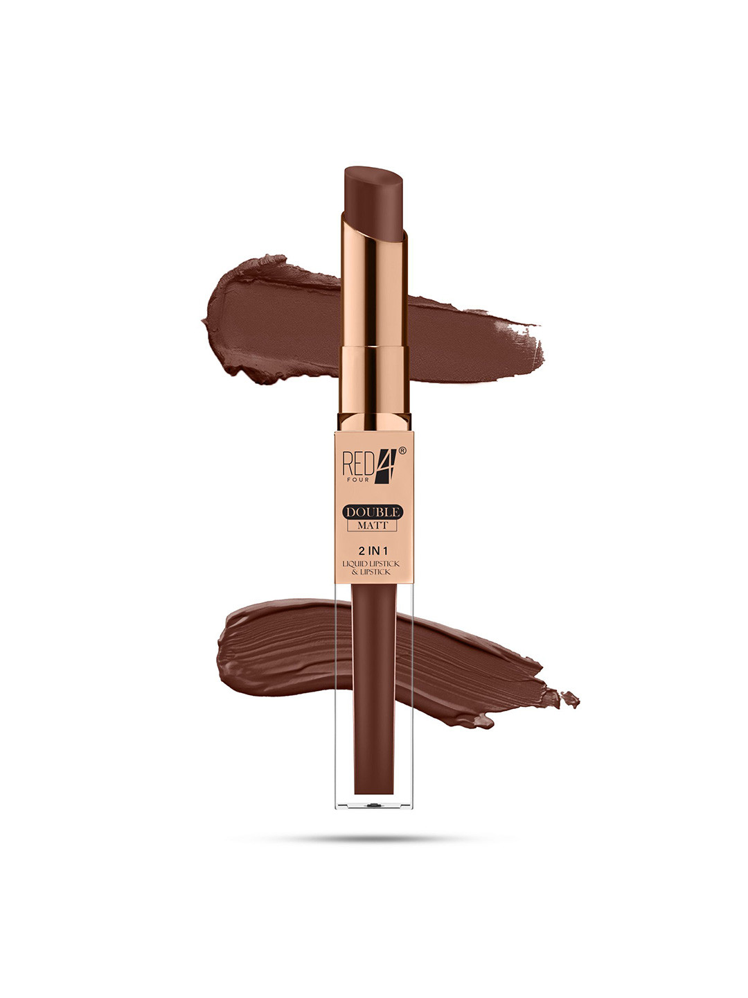 RED 4 Double Matt 2 In 1 Liquid Lipstick - 8 g - Shade Number - 128