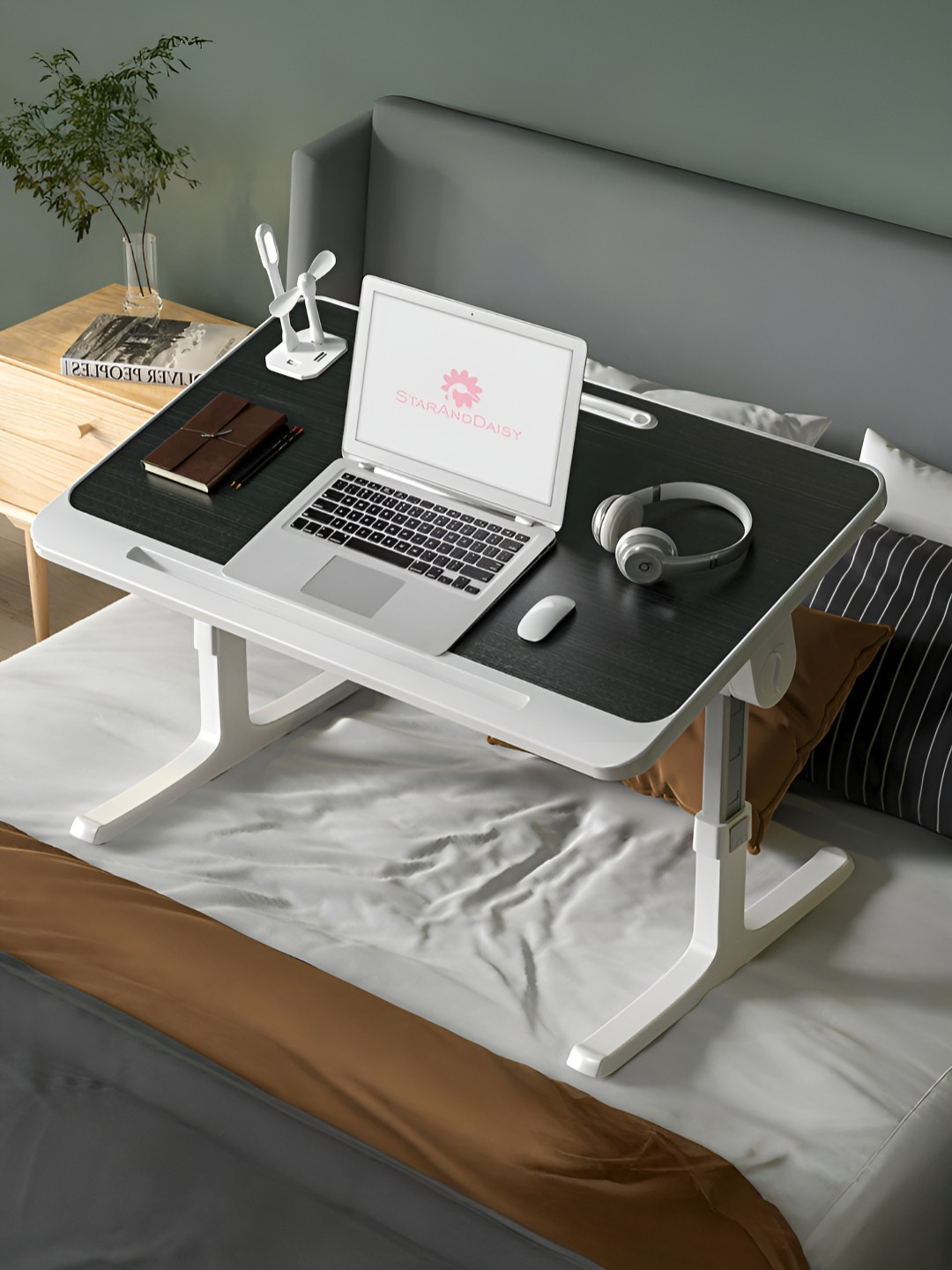 StarAndDaisy Portable Foldable Design with USB Charging Wood Laptop Table