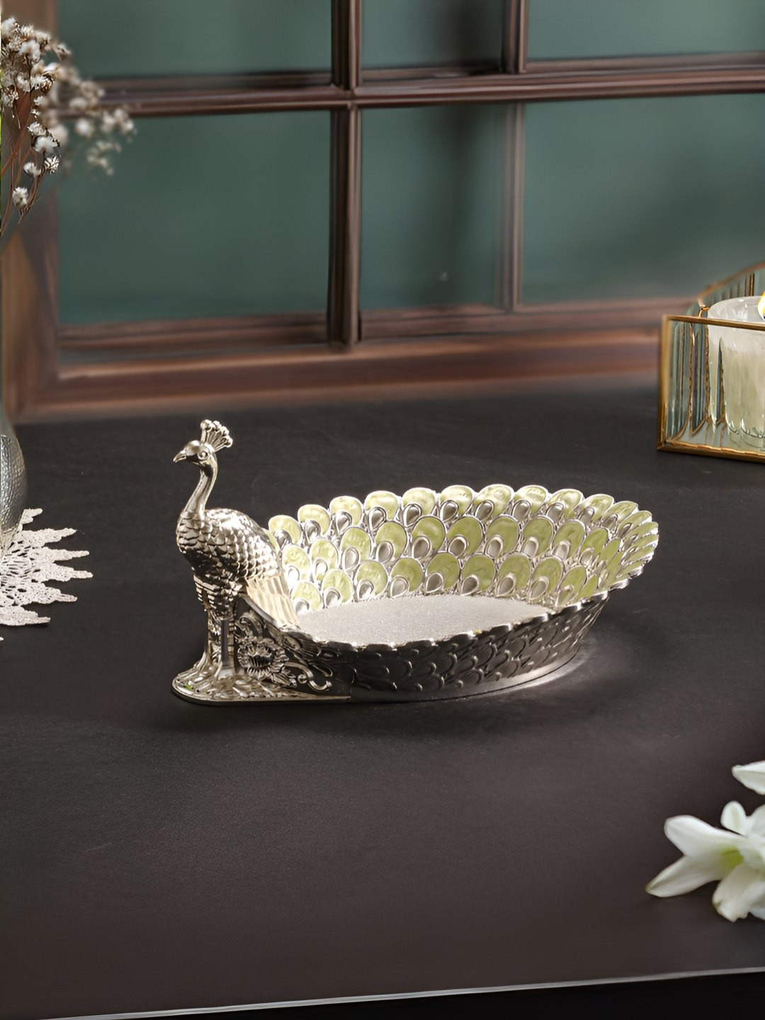 Troveas Silver-Toned Stainless Steel Easy to Clean Serving Tray