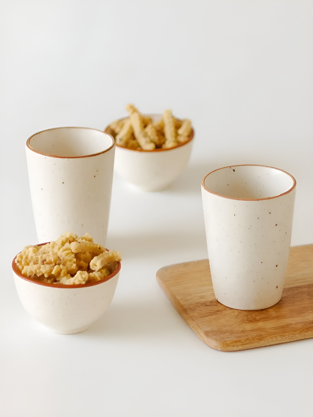 AMALAFIEE CERAMICS Crimson Lava Dome Studio Pottery Cream Ceramic Handmade 2 Piece Mugs-300ml