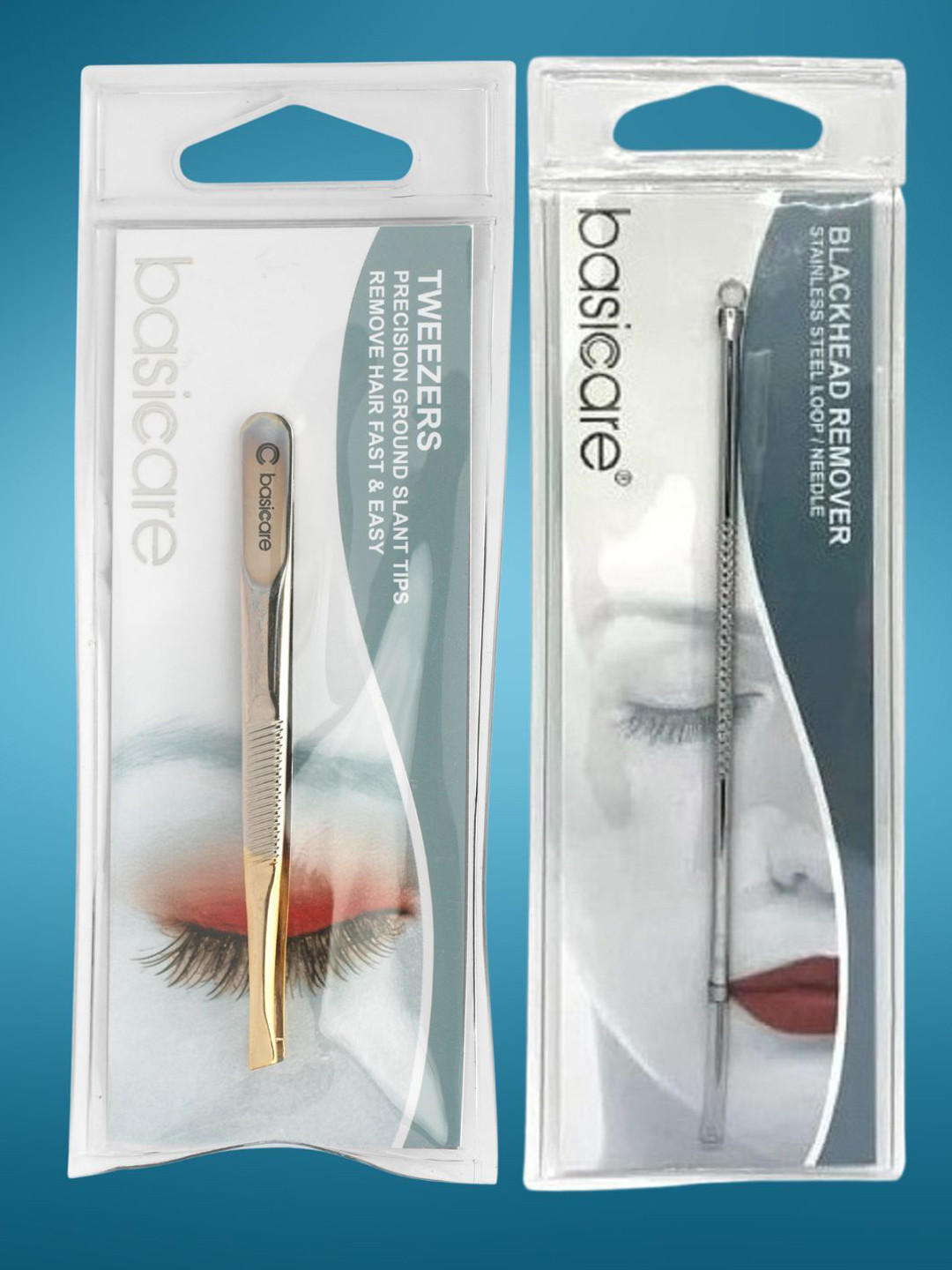 basicare Set Of 2 Pimple & Blackhead Remover Tool & Slant Tweezers