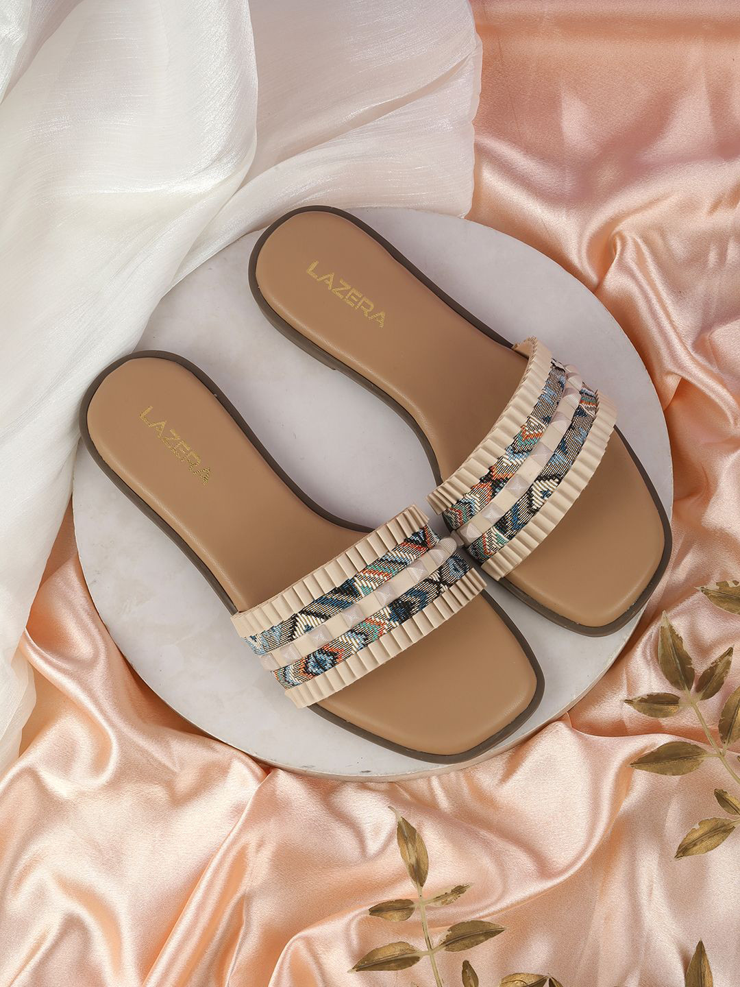 Lazera Women Woven Design Open Toe Flats