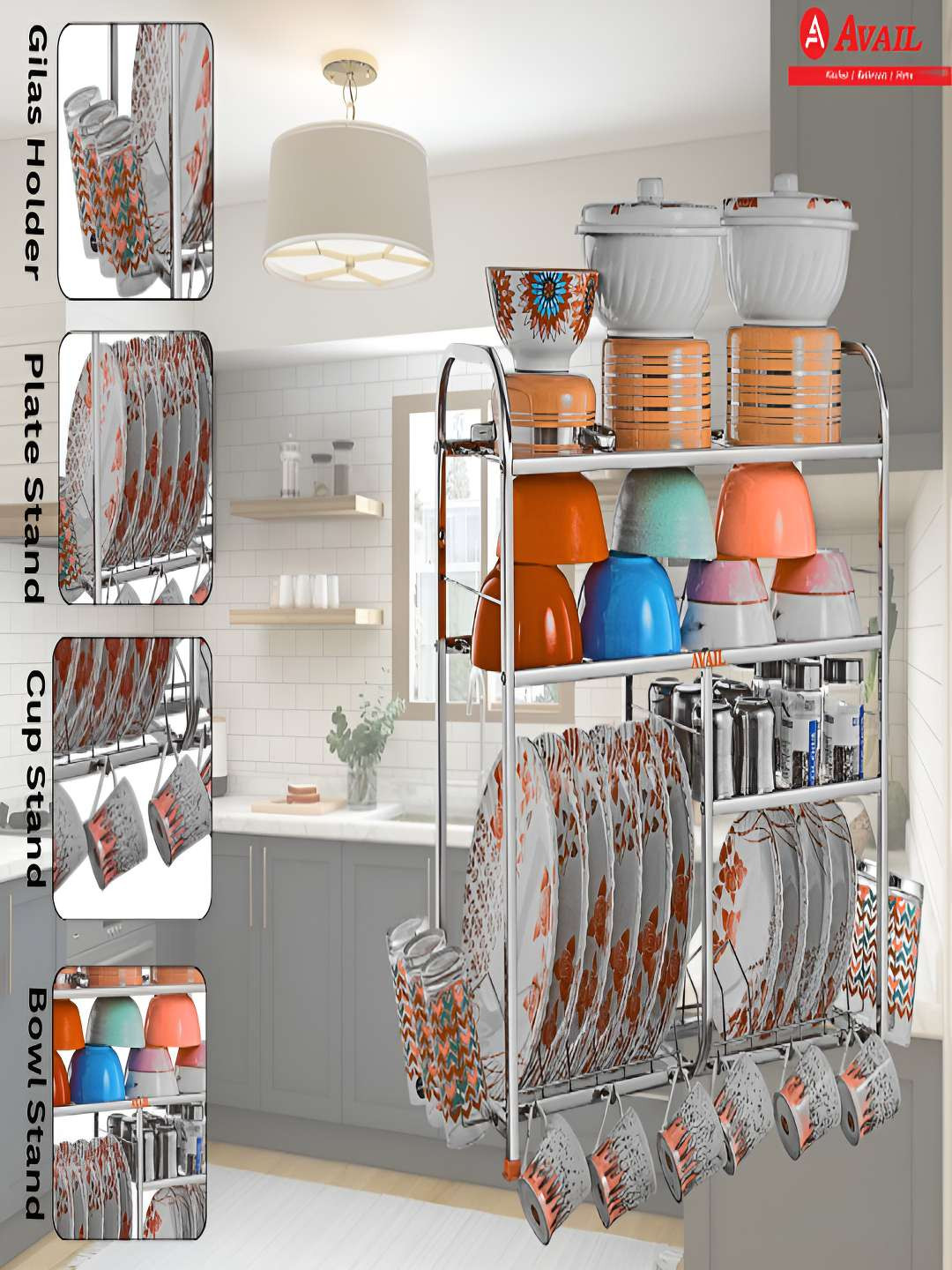 Avail Stainless Steel Utensil Kitchen Silver Dish Rack