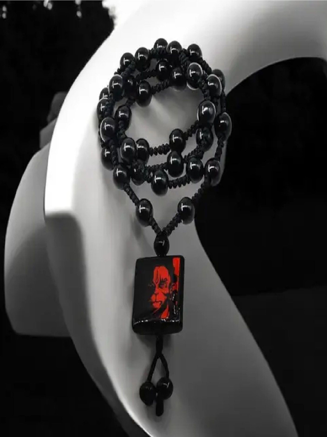 Crazy Fashion Stainless Steel Rhodium-Plated Hanuman Cotton Dori Pendants With Chains