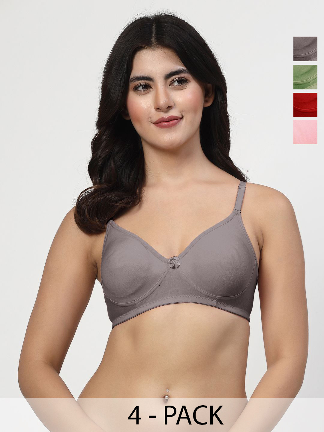 LILY Akinos Pack of 4 Full Coverage Seamless Non Padded T Shirt Bra
