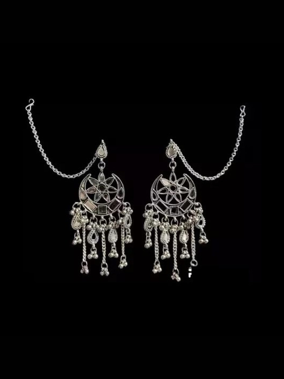 SZN Contemporary Shaped Afghani Oxidised Jhumka