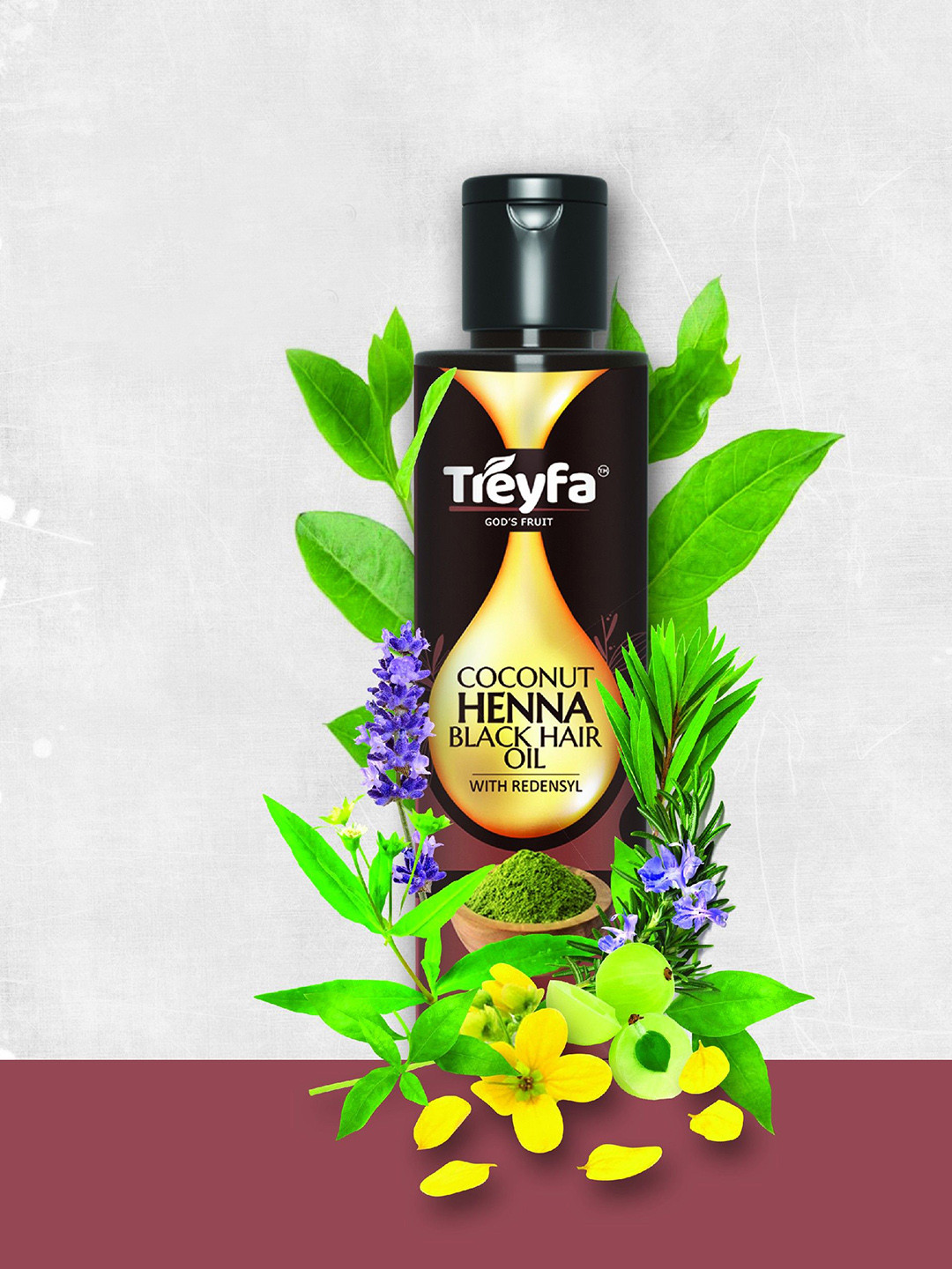 Treyfa Henna Black Hair Growth Coconut Hair Oil - 200 ml