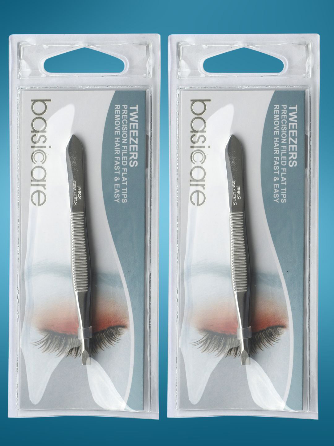 basicare Set Of 2 Slant Stainless Steel Tweezers