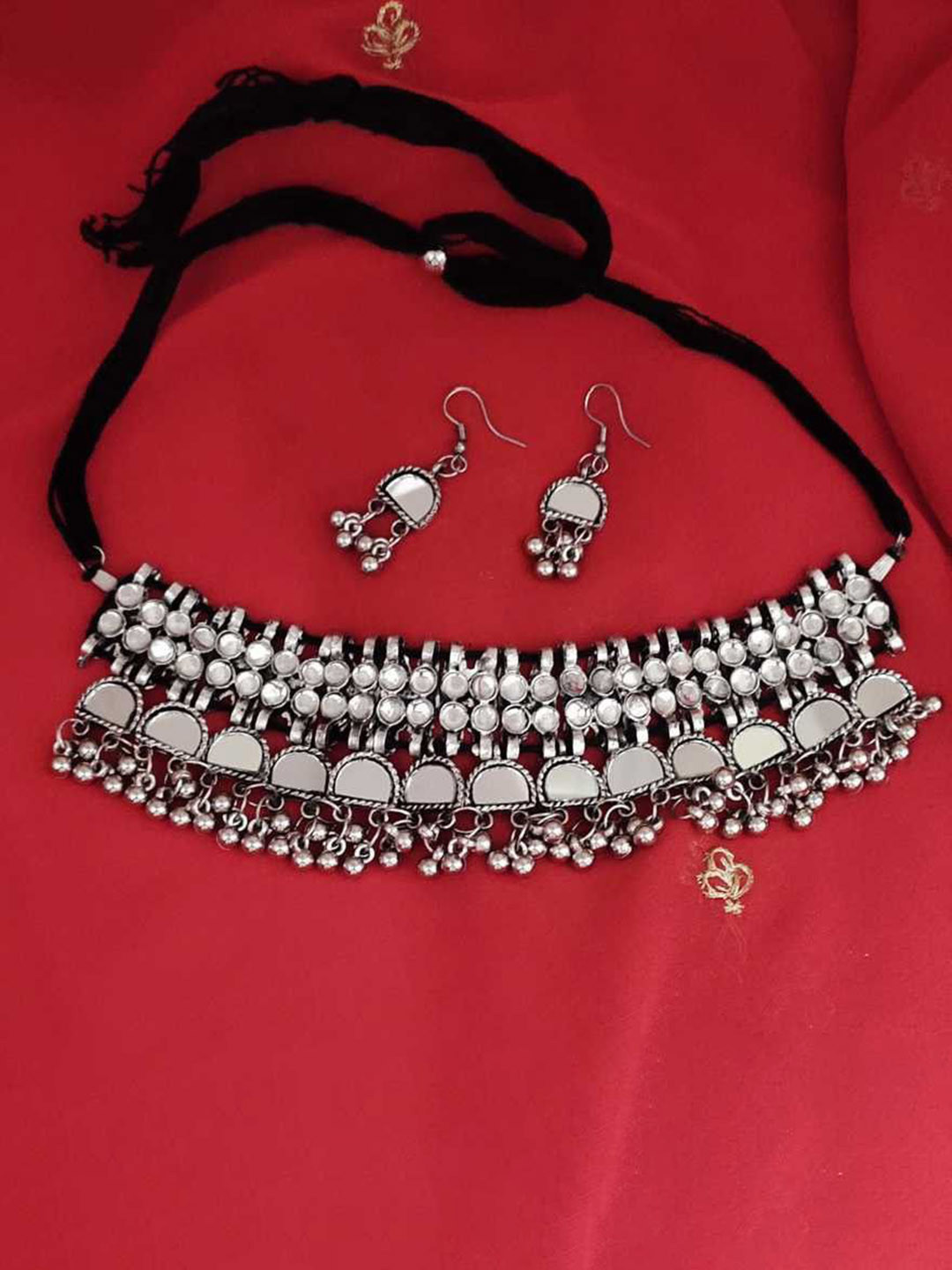 SZN Mirror Oxidised Jewellery Set