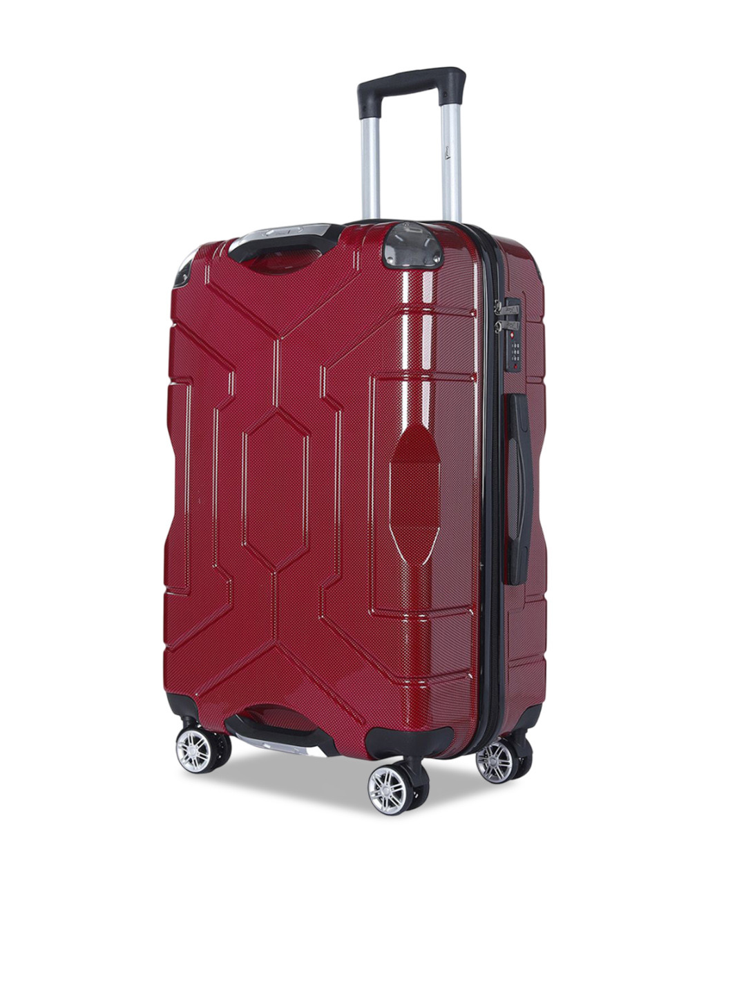 Story@home Polycarbonate Burgundy Red 8 Wheel Hard Small Cabin Trolley Suitcase 55 Cm