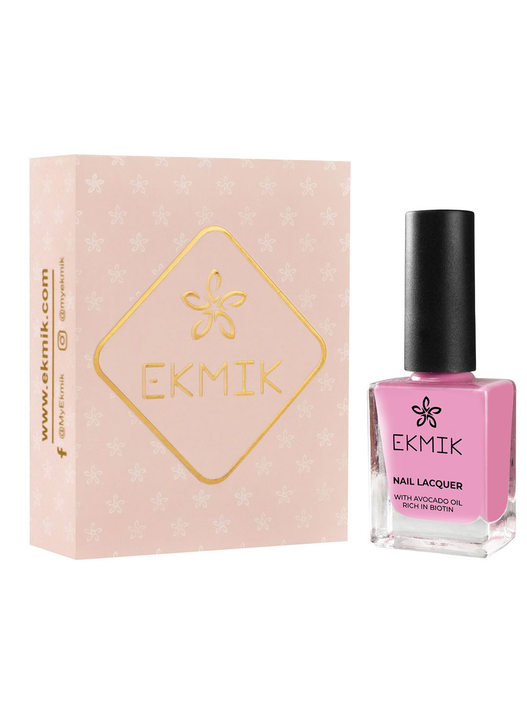 Ekmik Glossy Finish Nail Lacquer With Avocado Oil - 9 ml - Candy Pink 118