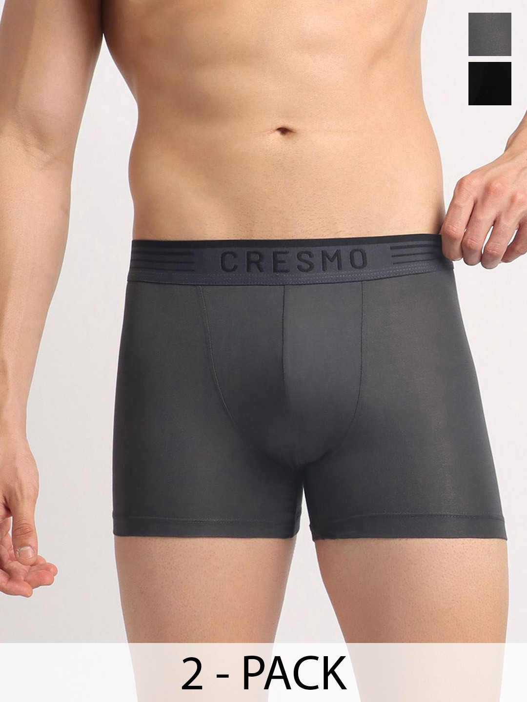 Cresmo Pack Of 2 Anti Bacterial Short Trunks CR-T-STR-P2-SLSTON-INTBLK-S