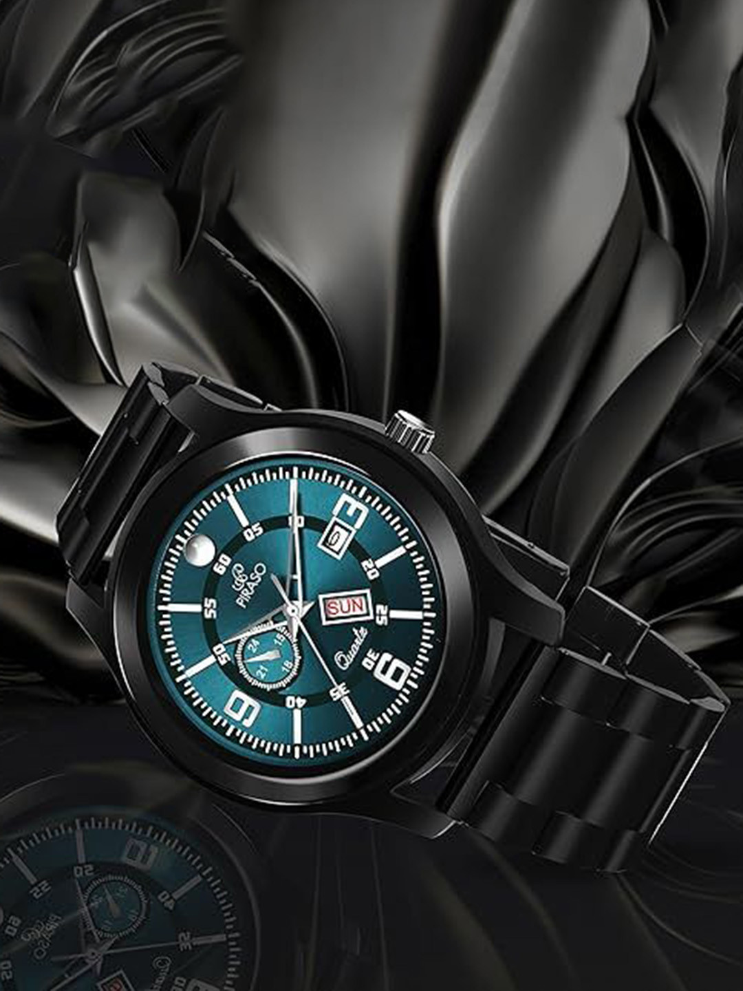 PIRASO Men Dial & Stainless Steel Bracelet Style Straps Analogue Watch D&D C19 BLUE BLACK