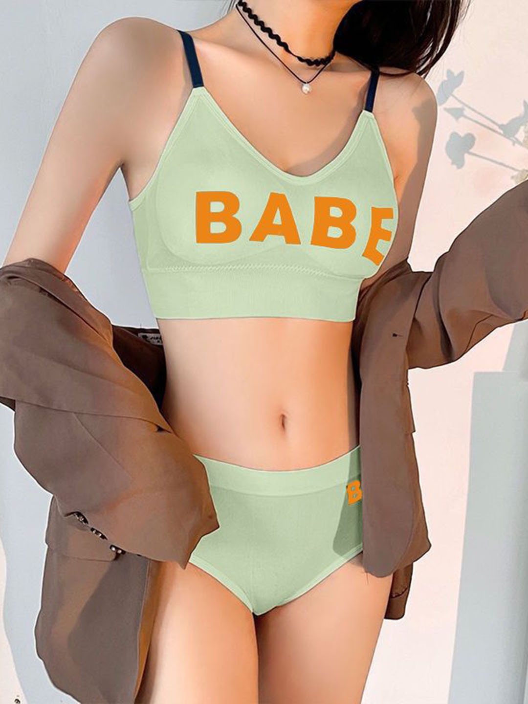 Stem Rope Lightly Padded Lingerie Set SR_Bra&Panty_BABE_SeaGreen_28