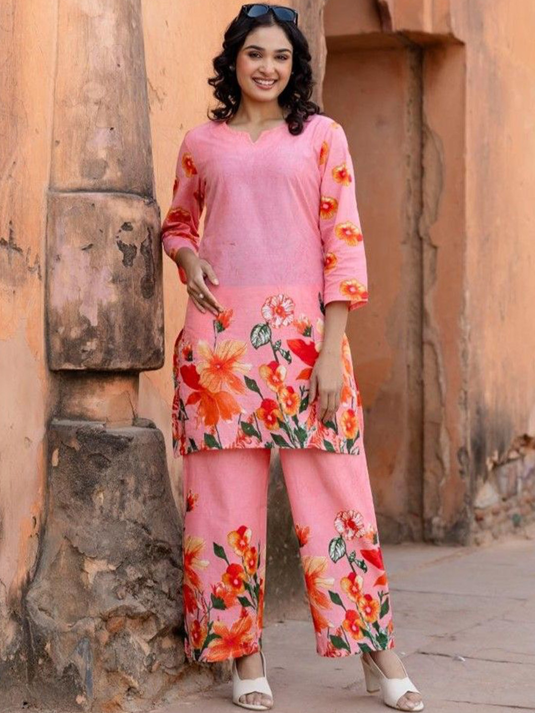 AUTUMN LANE Ushoshi Candy Printed Pure Cotton Tunic With Palazzo