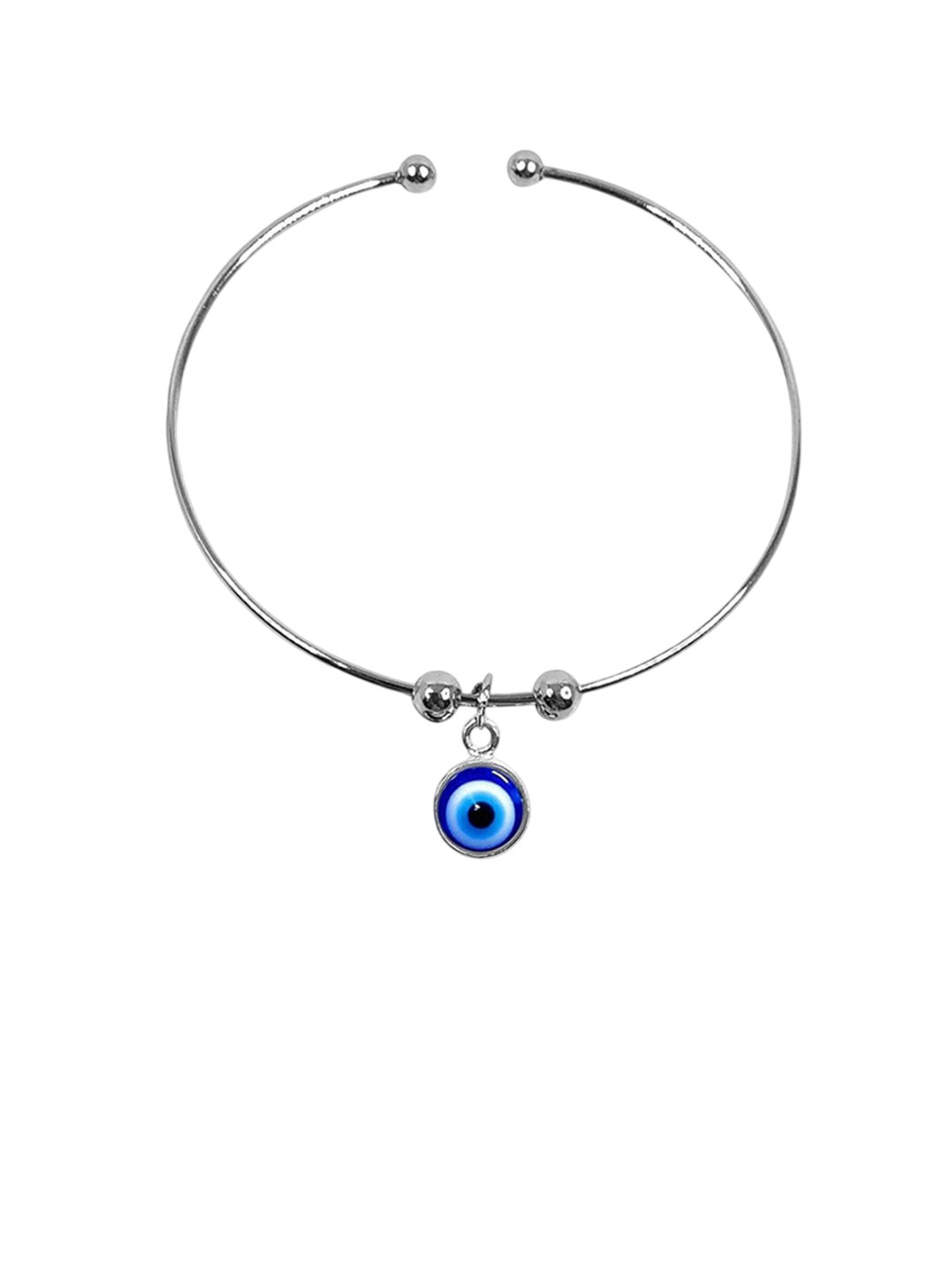 SZN Oxidised Stainless Steel Round Evil Eye Bracelet