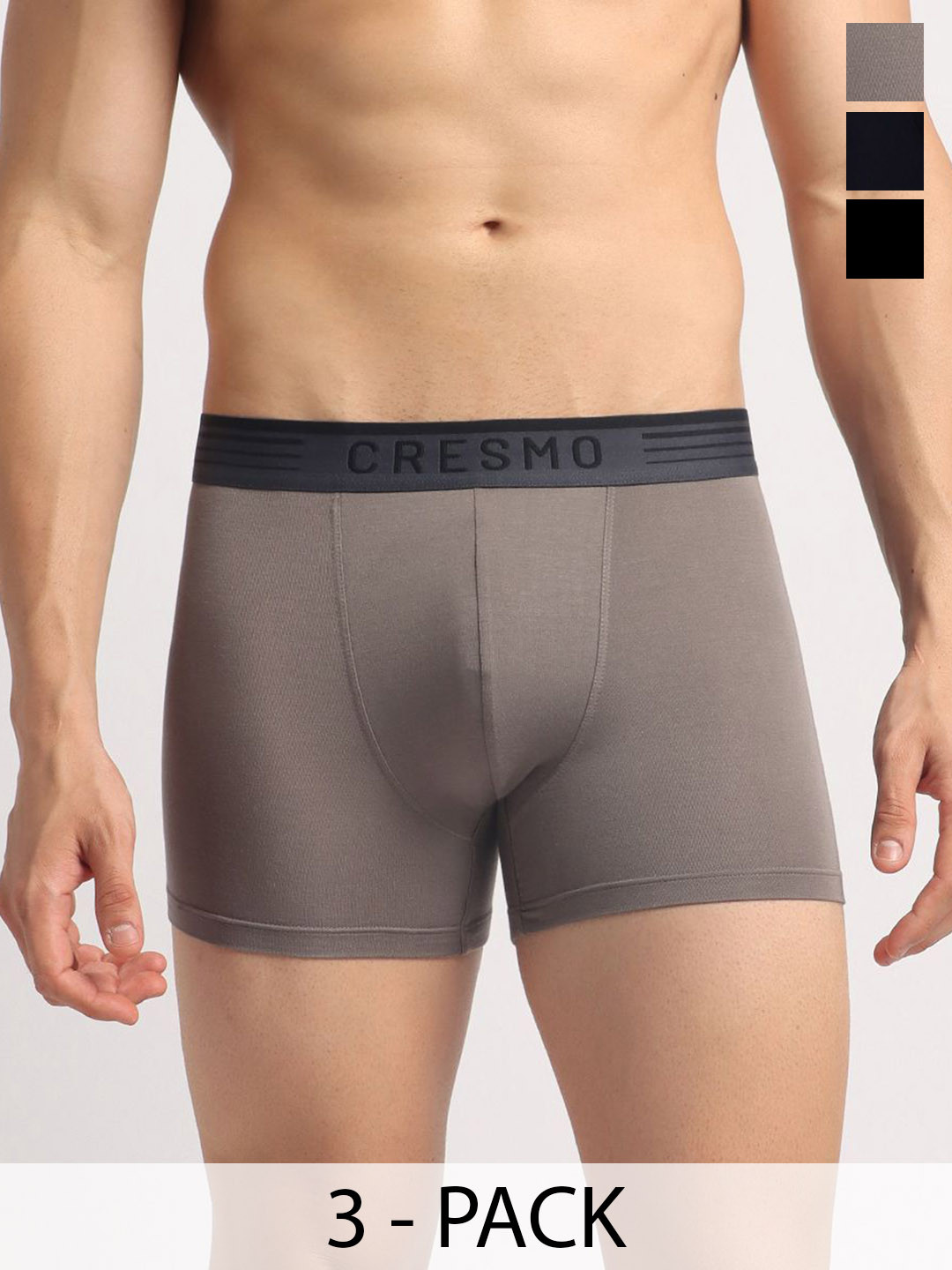 Cresmo Men Pack Of 3 Anti Bacterial Trunks CR-T-STR-P3-WHT-COSM-SHARM-S