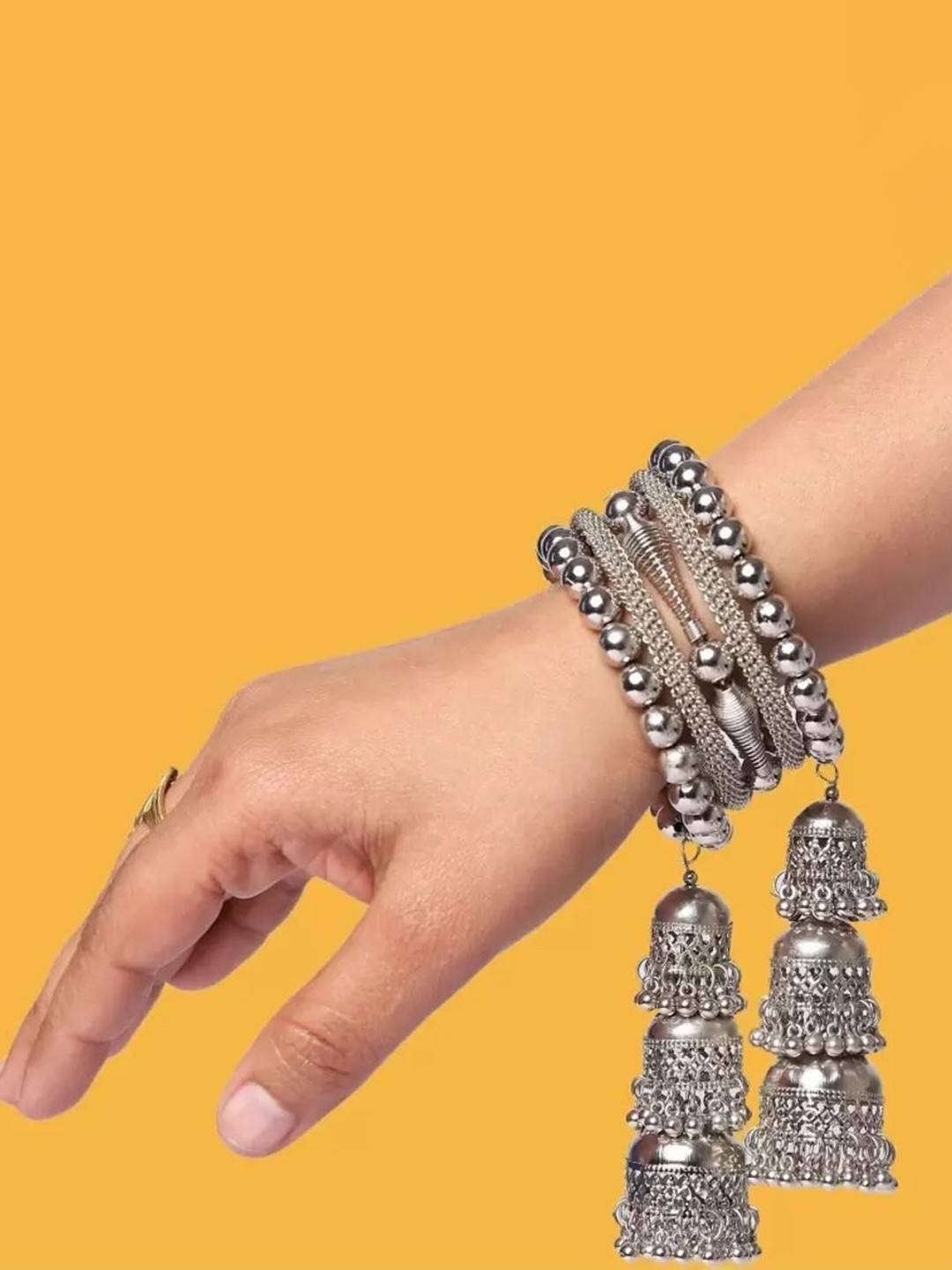 SZN Oxidised Artificial Beads Chumka Hanging Bangle