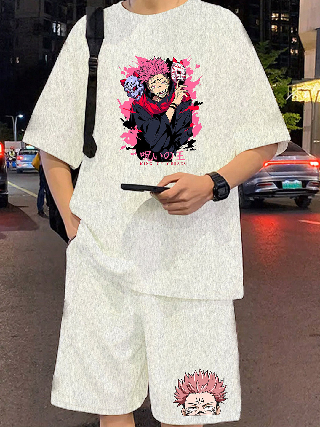 LOCAVESTIR Boys Jujutsu Kaisen Sukuna Printed T-shirt With Shorts