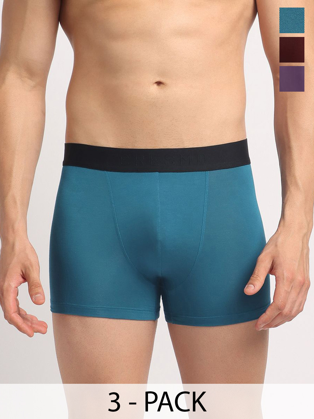 Cresmo Pack Of 3 Anti Bacterial Trunks CR-T-SLD-P3-MUL-BLUCRU-ELVI-S