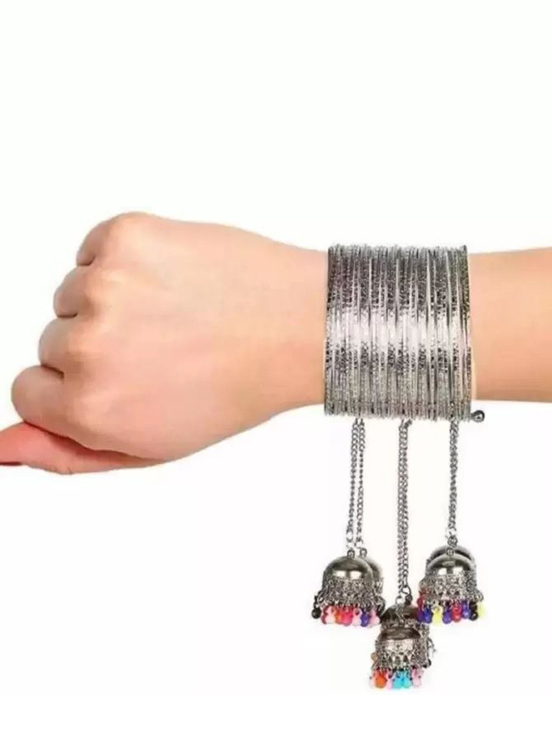 SZN Artificial Beaded Oxidised Ghungroo Bangle